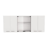 Gabinete de Cocina Vidrio Blanco 150x60cm Con Seis Cajones cn Espacio para Extractor y con Locero - MUEBLES SUPERIORES DE COCINA | Bylmo