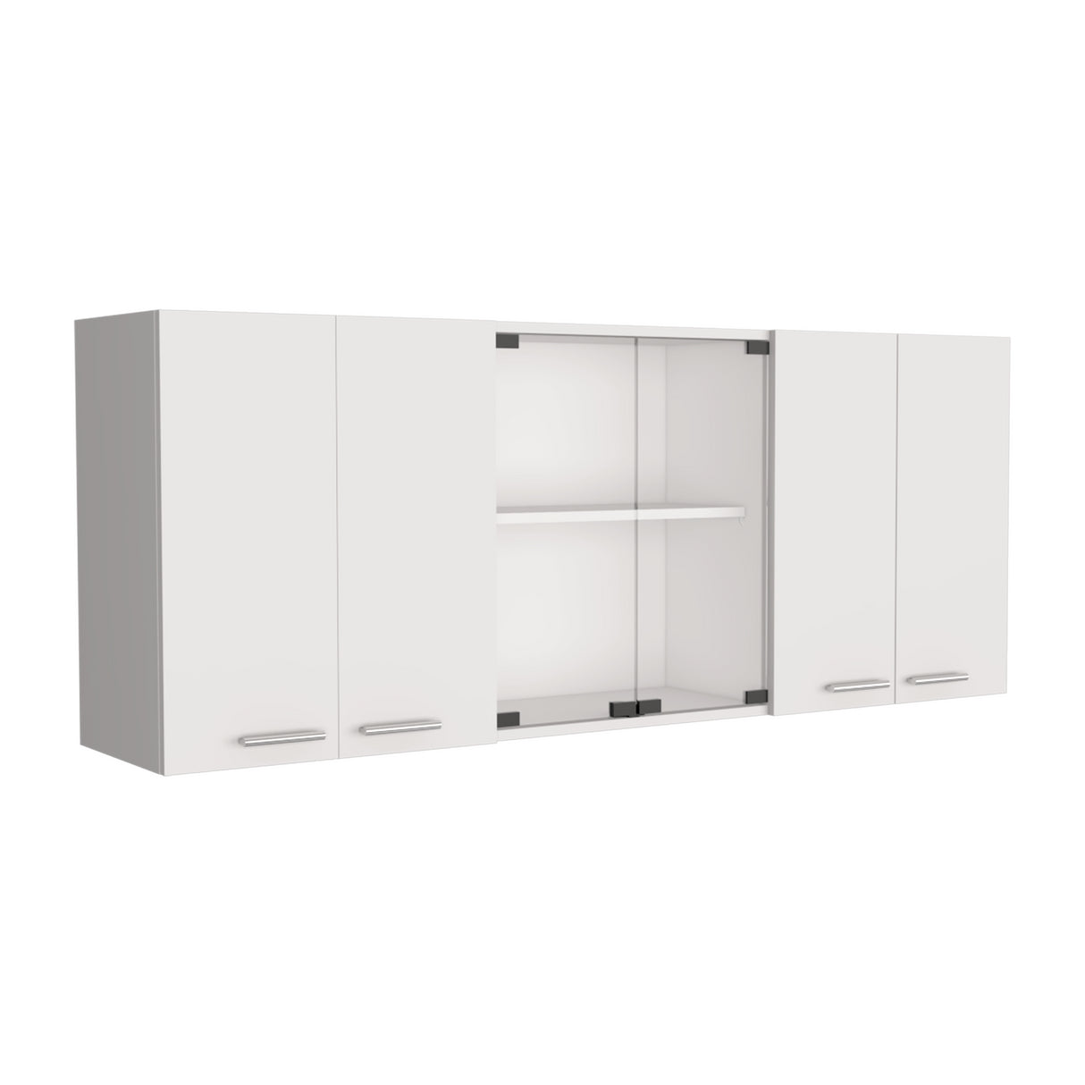 Gabinete de Cocina Vidrio Blanco 150x60cm Con Seis Cajones cn Espacio para Extractor y con Locero - MUEBLES SUPERIORES DE COCINA | Bylmo