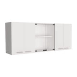 Gabinete de Cocina Vidrio Blanco 150x60cm Con Seis Cajones cn Espacio para Extractor y con Locero - MUEBLES SUPERIORES DE COCINA | Bylmo