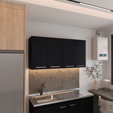 Gabinete de Cocina Bazagli Wengue 120x60cm Con Cuatro Cajones cn Espacio para Extractor y con Locero - MUEBLES SUPERIORES DE COCINA | Bylmo