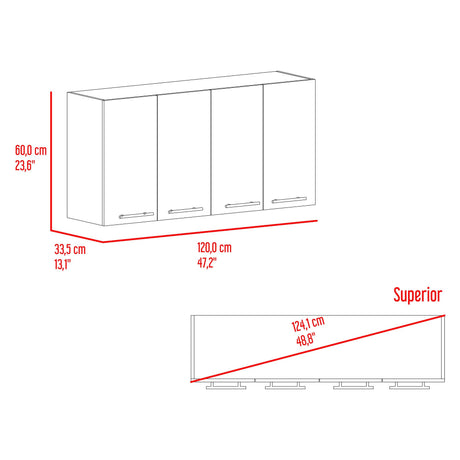 Gabinete de Cocina Bazagli Wengue 120x60cm Con Cuatro Cajones cn Espacio para Extractor y con Locero - MUEBLES SUPERIORES DE COCINA | Bylmo
