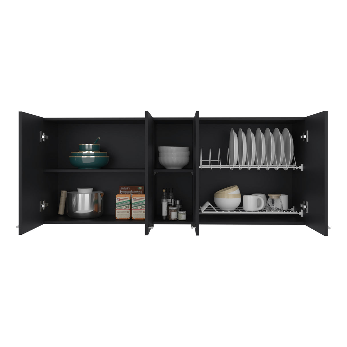 Gabinete de Cocina Portofino Wengue 150x60cm Con Cuatro Cajones cn Espacio para Extractor y con Locero - MUEBLES SUPERIORES DE COCINA | Bylmo