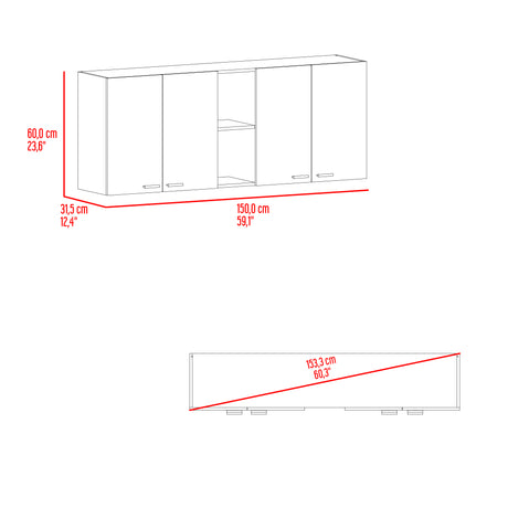 Gabinete de Cocina Portofino Wengue 150x60cm Con Cuatro Cajones cn Espacio para Extractor y con Locero - MUEBLES SUPERIORES DE COCINA | Bylmo
