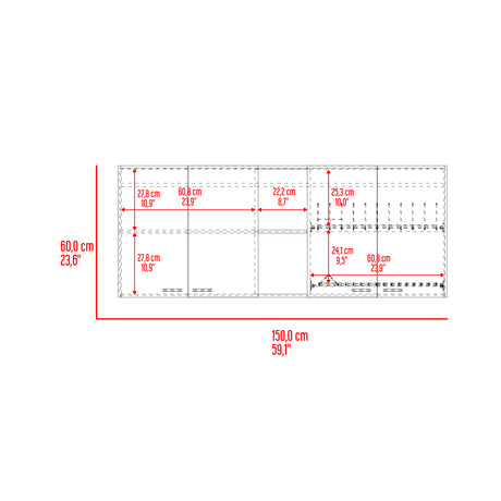 Gabinete de Cocina Portofino Wengue 150x60cm Con Cuatro Cajones cn Espacio para Extractor y con Locero - MUEBLES SUPERIORES DE COCINA | Bylmo