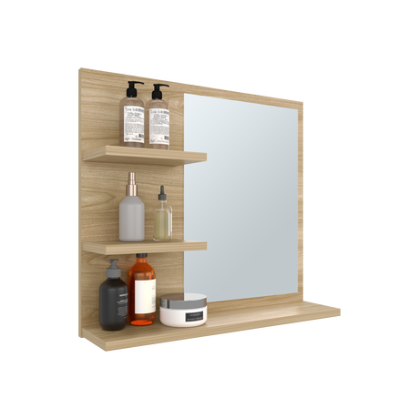 Gabinete de Baño Weston Fresno 47.9x52.7cm Cuadrado con Dos Entrepaños y con Espejo - GABINETES DE BANHO | Bylmo