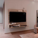 Panel de TV Beijing Bardolino y Blanco 140x120cm Para TV Hasta 55 Pulgadas con Cinco Compartimientos - MUEBLES DE TV | Bylmo