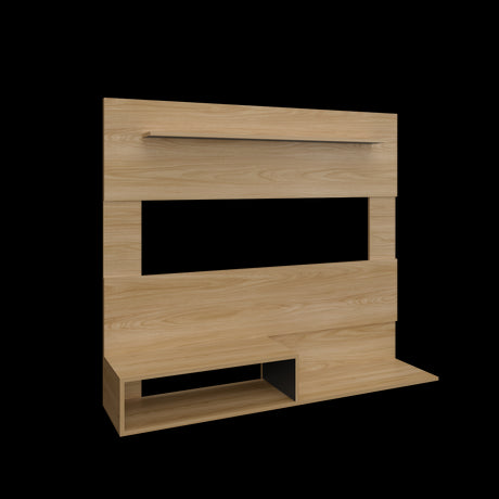 Panel de TV Beijing Fresno y Wengue 140x120cm Para TV Hasta 55 Pulgadas con Cinco Compartimientos - MUEBLES DE TV | Bylmo