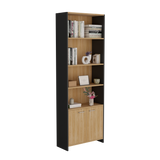 Biblioteca Lisa Fresno y Wengue 63x180.6cm Rectangular con Dos Puertas con Cinco Compartimientos y con Cuatro Entrepaños