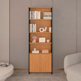 Biblioteca Lisa Fresno y Wengue 63x180.6cm Rectangular con Dos Puertas con Cinco Compartimientos y con Cuatro Entrepaños