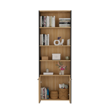 Biblioteca Lisa Fresno y Wengue 63x180.6cm Rectangular con Dos Puertas con Cinco Compartimientos y con Cuatro Entrepaños