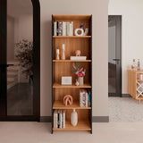 Biblioteca Lisa Fresno y Wengue 63x180.6cm Rectangular con Cinco Compartimientos y con Cuatro Entrepaños - BIBLIOTECAS Y ESTANTERIAS | Bylmo