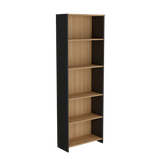 Biblioteca Lisa Fresno y Wengue 63x180.6cm Rectangular con Cinco Compartimientos y con Cuatro Entrepaños - BIBLIOTECAS Y ESTANTERIAS | Bylmo