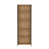 Biblioteca Lisa Fresno y Wengue 63x180.6cm Rectangular con Cinco Compartimientos y con Cuatro Entrepaños - BIBLIOTECAS Y ESTANTERIAS | Bylmo