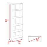 Biblioteca Lisa Fresno y Wengue 63x180.6cm Rectangular con Cinco Compartimientos y con Cuatro Entrepaños - BIBLIOTECAS Y ESTANTERIAS | Bylmo