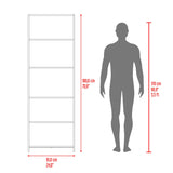 Biblioteca Lisa Fresno y Wengue 63x180.6cm Rectangular con Cinco Compartimientos y con Cuatro Entrepaños - BIBLIOTECAS Y ESTANTERIAS | Bylmo