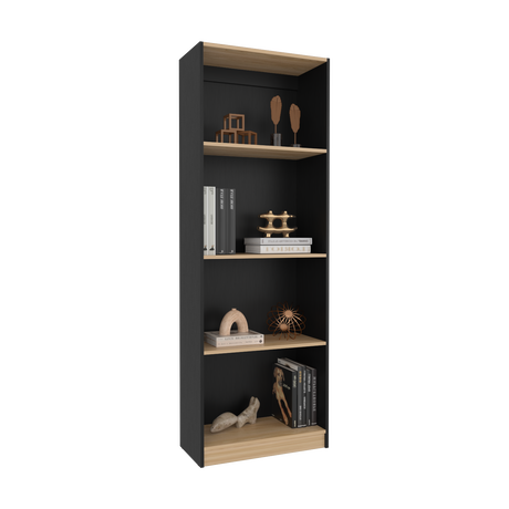 Estantería Home Wengue y Fresno 62.8x180.6cm Rectangular con Cuatro Compartimientos y con Tres Entrepaños - BIBLIOTECAS Y ESTANTERIAS | Bylmo