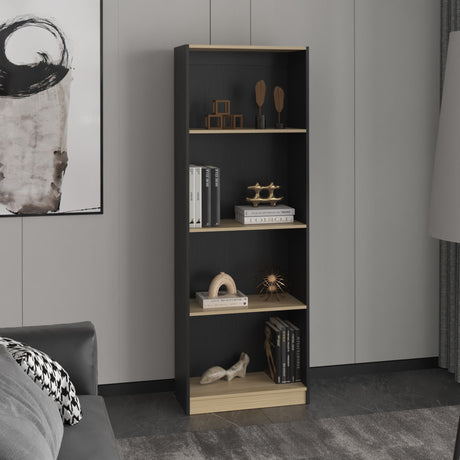 Estantería Home Wengue y Fresno 62.8x180.6cm Rectangular con Cuatro Compartimientos y con Tres Entrepaños - BIBLIOTECAS Y ESTANTERIAS | Bylmo