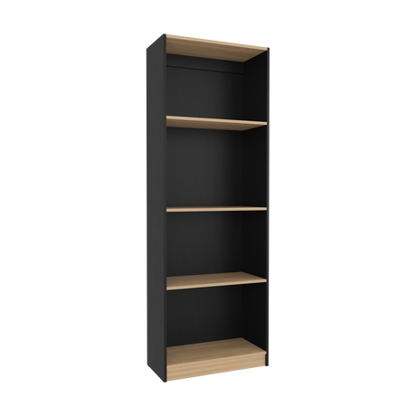 Estantería Home Wengue y Fresno 62.8x180.6cm Rectangular con Cuatro Compartimientos y con Tres Entrepaños - BIBLIOTECAS Y ESTANTERIAS | Bylmo