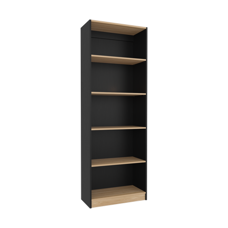 Estantería Home Wengue y Fresno 62.8x180.6cm Rectangular con Cinco Compartimientos y con Cuatro Entrepaños - BIBLIOTECAS Y ESTANTERIAS | Bylmo