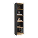Estantería Home Wengue y Fresno 45x180.6cm Rectangular con Cinco Compartimientos y con Cuatro Entrepaños - BIBLIOTECAS Y ESTANTERIAS | Bylmo