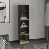 Estantería Home Wengue y Fresno 45x180.6cm Rectangular con Cinco Compartimientos y con Cuatro Entrepaños - BIBLIOTECAS Y ESTANTERIAS | Bylmo