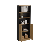 Estantería Home Wengue y Fresno 62.8x180.6cm Rectangular con Dos Puertas con Cinco Compartimientos y con Cuatro Entrepaños - BIBLIOTECAS Y ESTANTERIAS | Bylmo