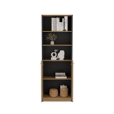 Estantería Home Wengue y Fresno 62.8x180.6cm Rectangular con Dos Puertas con Cinco Compartimientos y con Cuatro Entrepaños - BIBLIOTECAS Y ESTANTERIAS | Bylmo