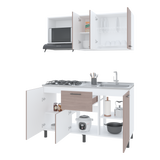 Cocina Paoli Bardolino y Blanco 150x60cm con Mesón de Acero Inoxidable y con Pozuelo Lado Derecho - COCINAS | Bylmo
