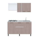 Cocina Paoli Bardolino y Blanco 150x60cm con Mesón de Acero Inoxidable y con Pozuelo Lado Derecho - COCINAS | Bylmo