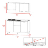 Cocina Paoli Bardolino y Blanco 150x60cm con Mesón de Acero Inoxidable y con Pozuelo Lado Derecho - COCINAS | Bylmo
