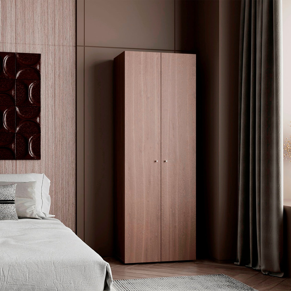 Closet Tuhogar Bardolino y Blanco 60x170cm con Cuatro Compartimientos y con Dos Puertas - CLOSETS | Bylmo