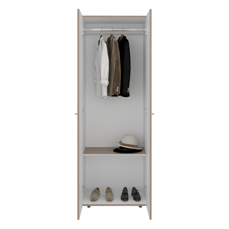 Closet Tuhogar Bardolino y Blanco 60x170cm con Tres Compartimientos y con Dos Puertas - CLOSETS | Bylmo