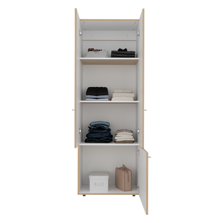 Closet Tuhogar Fresno y Blanco 60x170cm con Cuatro Compartimientos y con Tres Puertas - CLOSETS | Bylmo