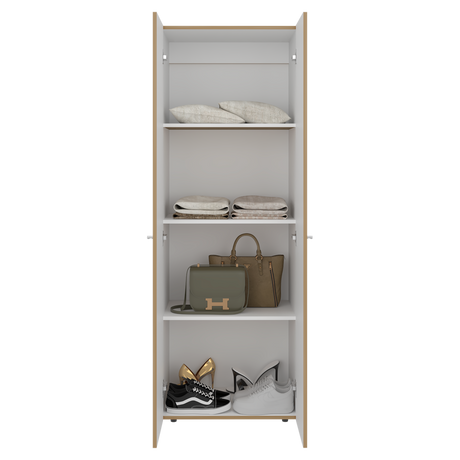 Closet Tuhogar Fresno y Blanco 60x170cm con Cuatro Compartimientos y con Dos Puertas - CLOSETS | Bylmo