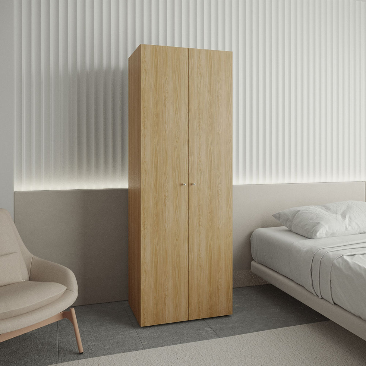 Closet Tuhogar Fresno y Blanco 60x170cm con Tres Compartimientos y con Dos Puertas - CLOSETS | Bylmo