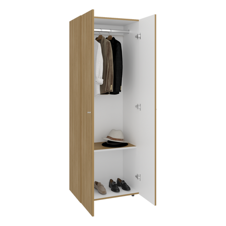 Closet Tuhogar Fresno y Blanco 60x170cm con Tres Compartimientos y con Dos Puertas - CLOSETS | Bylmo
