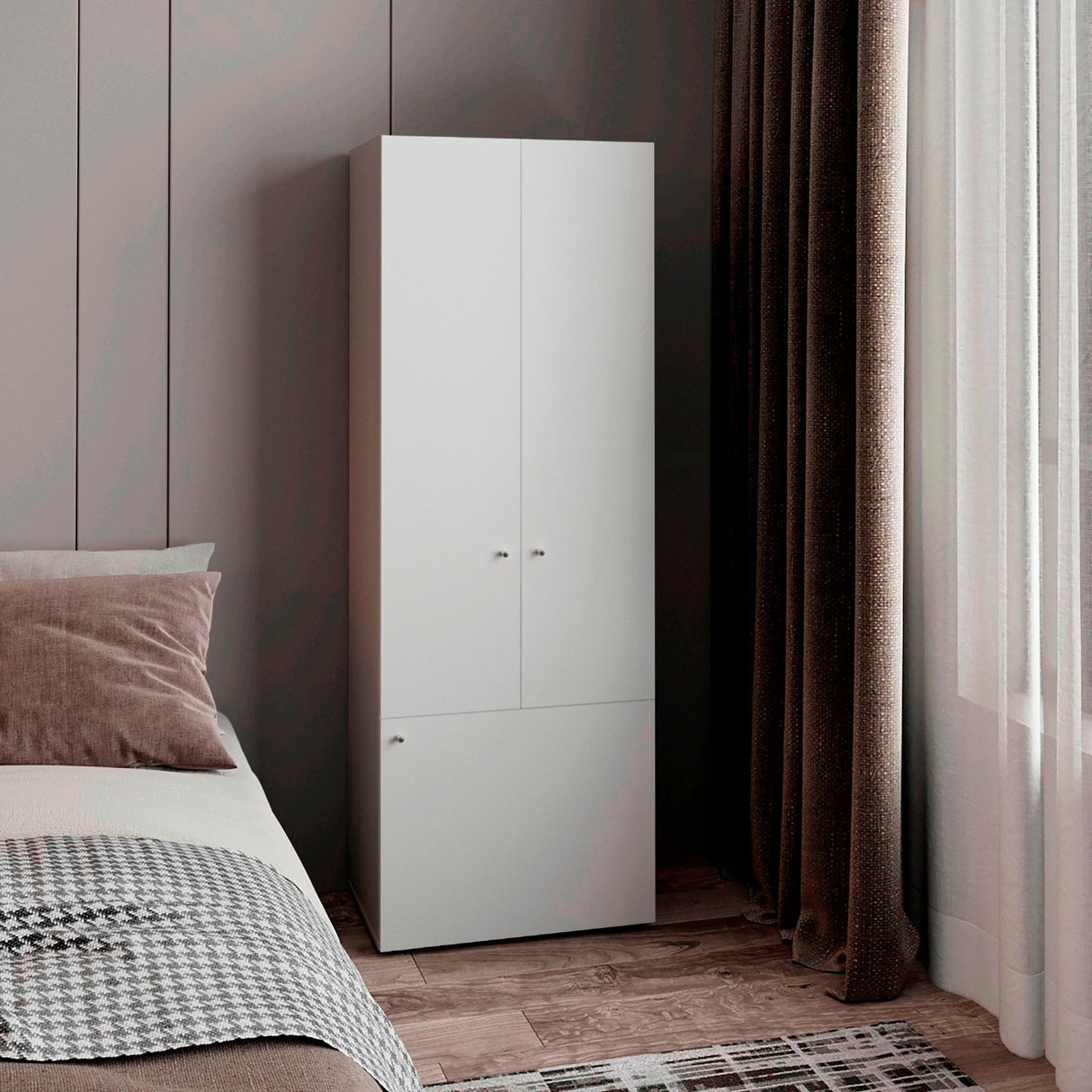 Closet Tuhogar Blanco 60x170cm con Cuatro Compartimientos y con Tres Puertas - CLOSETS | Bylmo