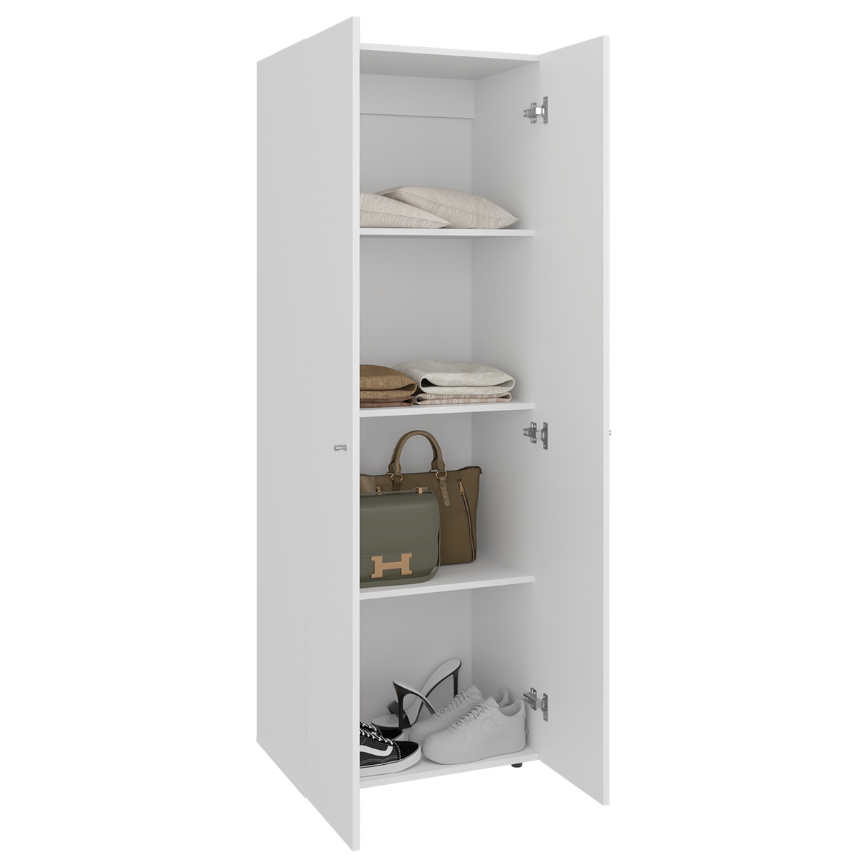 Closet Tuhogar Blanco 60x170cm con Cuatro Compartimientos y con Dos Puertas - CLOSETS | Bylmo