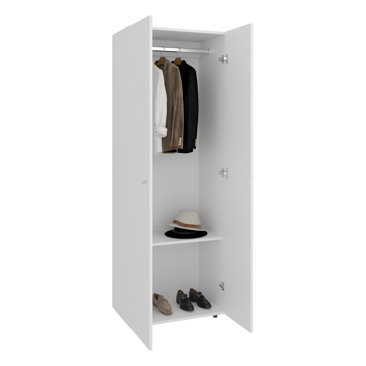 Closet Tuhogar Blanco 60x170cm con Tres Compartimientos y con Dos Puertas - CLOSETS | Bylmo