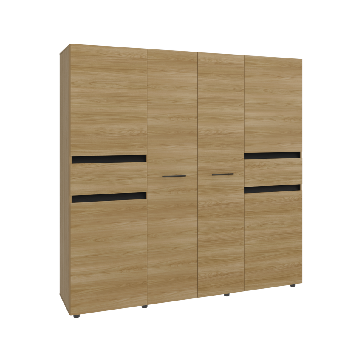 Closet Berino Fresno y Wengue 200x200cm con Diez Compartimientos y con Seis Puertas - CLOSETS | Bylmo
