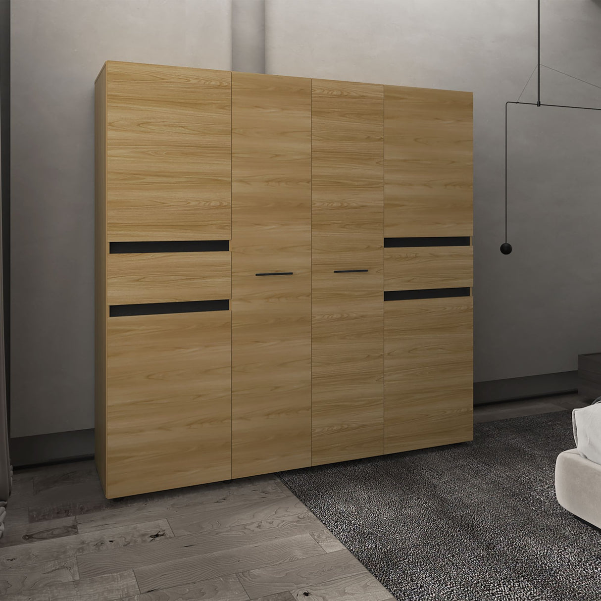 Closet Berino Fresno y Wengue 200x200cm con Diez Compartimientos y con Seis Puertas - CLOSETS | Bylmo