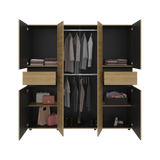 Closet Berino Fresno y Wengue 200x200cm con Diez Compartimientos y con Seis Puertas - CLOSETS | Bylmo