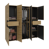 Closet Berino Fresno y Wengue 200x200cm con Diez Compartimientos y con Seis Puertas - CLOSETS | Bylmo