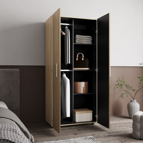 Closet Tera Fresno y Wengue 80x180cm con Seis Compartimientos y con Dos Puertas - CLOSETS | Bylmo