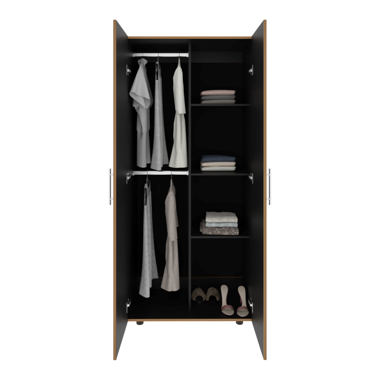 Closet Tera Fresno y Wengue 80x180cm con Seis Compartimientos y con Dos Puertas - CLOSETS | Bylmo