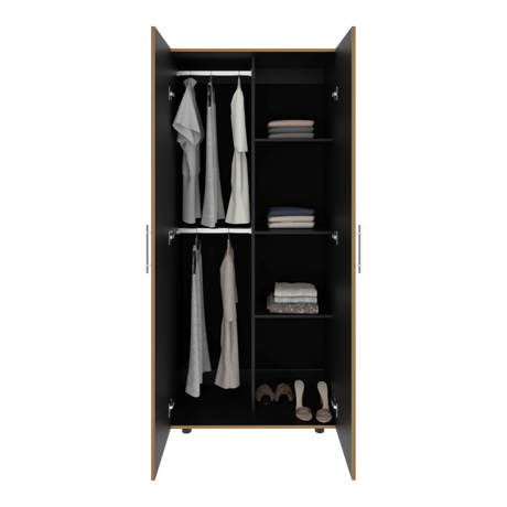 Closet Tera Fresno y Wengue 80x180cm con Seis Compartimientos y con Dos Puertas - CLOSETS | Bylmo