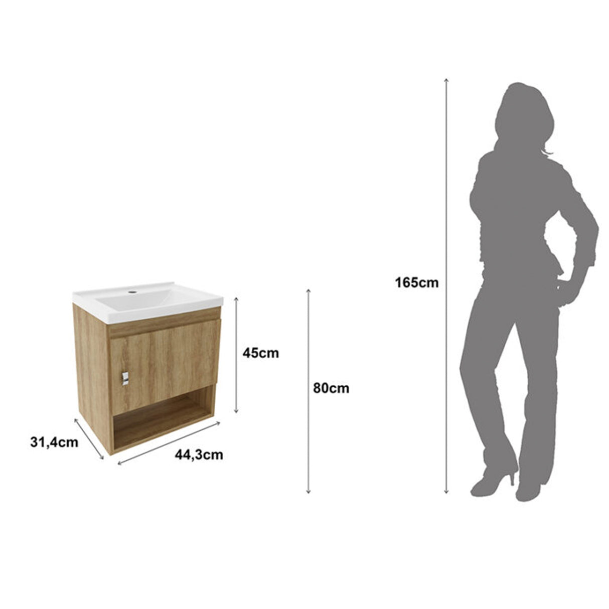 Kit Mueble con Lavamanos Linz Almendra 45x49cm Individual Flotante - MUEBLES PARA LAVAMANOS | Bylmo