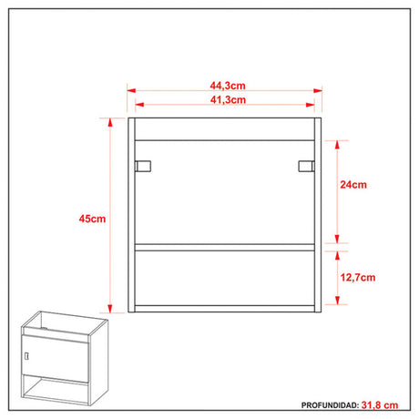 Kit Mueble con Lavamanos Linz Almendra 45x49cm Individual Flotante - MUEBLES PARA LAVAMANOS | Bylmo