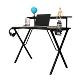 Escritorio Gamer Black Negro y Fibra de Carbono 55x110cm sin Cajones - ESCRITORIOS | Bylmo