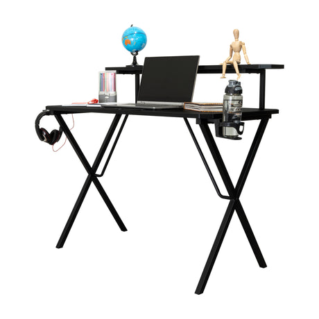 Escritorio Gamer Black Negro y Fibra de Carbono 55x110cm sin Cajones - ESCRITORIOS | Bylmo